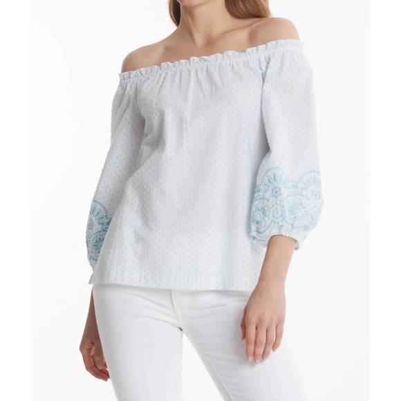 NEW TYLER BOE susie swiss dot top in multi - Picture 3 of 3